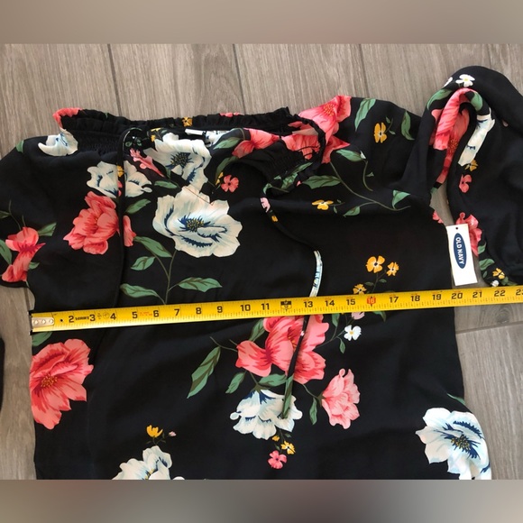 Old Navy|NWT black floral chiffon long sleeve dress,ruffle hem•••Medium - Picture 10 of 11